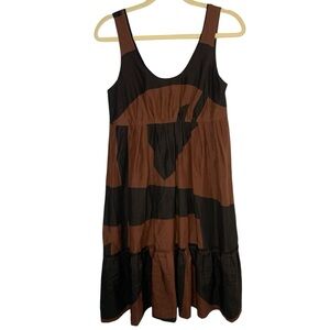 Anthropologie Brown and Black Colorblock Mini Dress